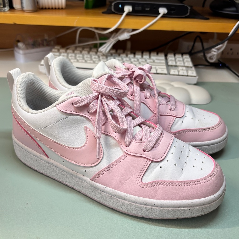 Nike White and Pink Low-Top Sneakers